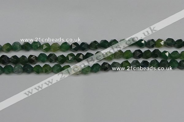 CNG7336 15.5 inches 8mm faceted nuggets moss agate beads