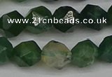 CNG7338 15.5 inches 12mm faceted nuggets moss agate beads