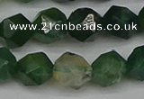 CNG7338 15.5 inches 12mm faceted nuggets moss agate beads