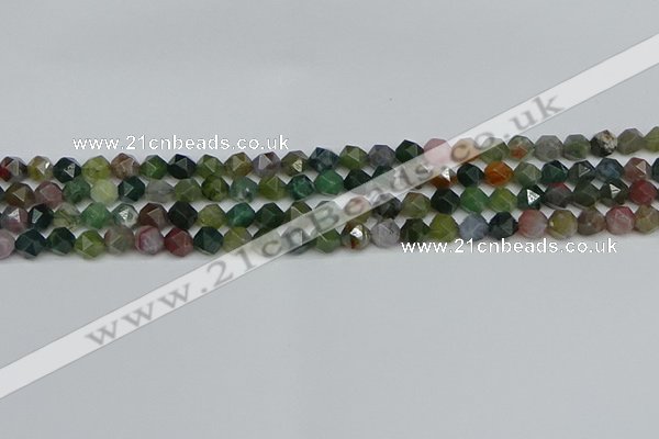 CNG7340 15.5 inches 6mm faceted nuggets Indian agate beads