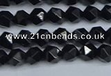 CNG7350 15.5 inches 6mm faceted nuggets Black agate beads