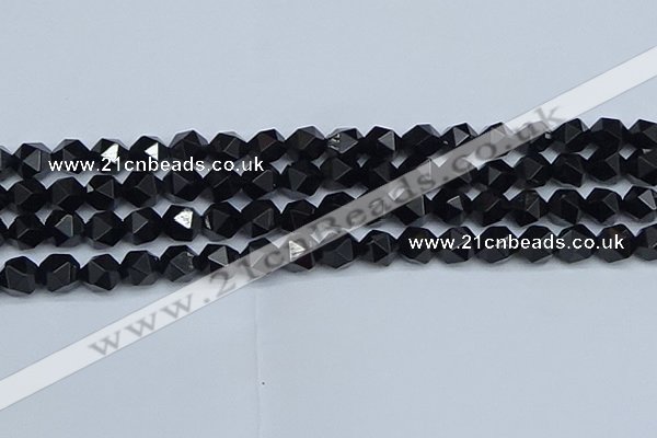 CNG7352 15.5 inches 10mm faceted nuggets Black agate beads