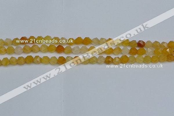 CNG7355 15.5 inches 6mm faceted nuggets yellow jade beads