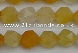 CNG7356 15.5 inches 8mm faceted nuggets yellow jade beads