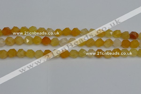 CNG7356 15.5 inches 8mm faceted nuggets yellow jade beads