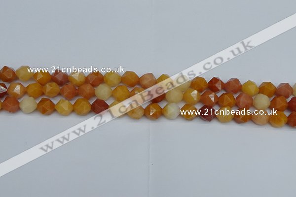 CNG7360 15.5 inches 6mm faceted nuggets yellow jade beads