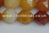 CNG7363 15.5 inches 12mm faceted nuggets yellow jade beads