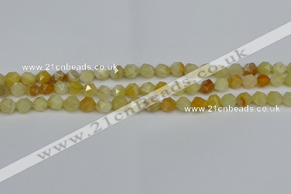 CNG7365 15.5 inches 6mm faceted nuggets yellow opal beads