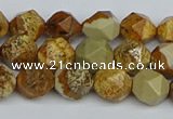 CNG7376 15.5 inches 8mm faceted nuggets picture jasper beads