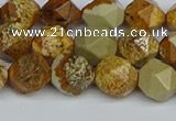 CNG7377 15.5 inches 10mm faceted nuggets picture jasper beads