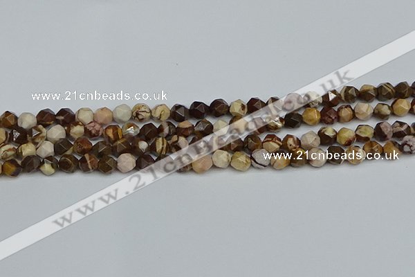 CNG7380 15.5 inches 6mm faceted nuggets zebra jasper beads