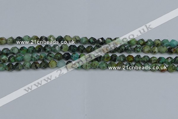 CNG7385 15.5 inches 6mm faceted nuggets African turquoise beads