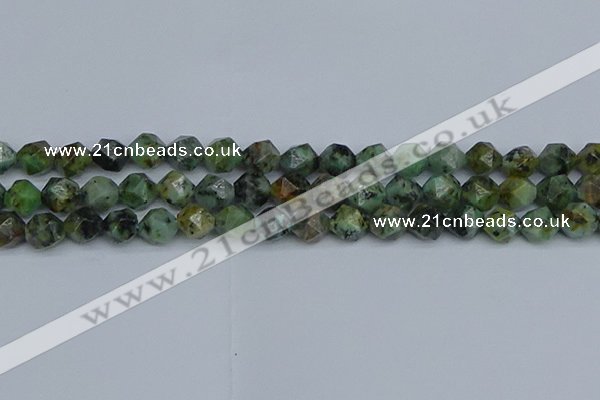 CNG7386 15.5 inches 8mm faceted nuggets African turquoise beads