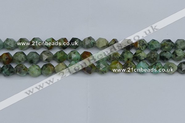 CNG7387 15.5 inches 10mm faceted nuggets African turquoise beads