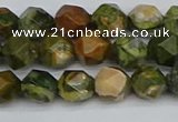 CNG7395 15.5 inches 6mm faceted nuggets rhyolite gemstone beads