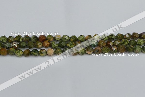 CNG7395 15.5 inches 6mm faceted nuggets rhyolite gemstone beads