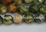 CNG7396 15.5 inches 8mm faceted nuggets rhyolite gemstone beads