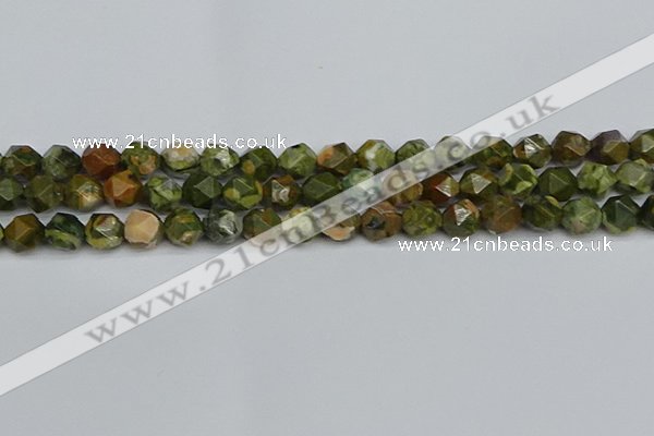 CNG7396 15.5 inches 8mm faceted nuggets rhyolite gemstone beads