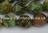 CNG7398 15.5 inches 12mm faceted nuggets rhyolite gemstone beads