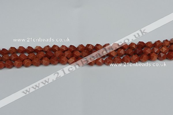 CNG7400 15.5 inches 6mm faceted nuggets goldstone beads