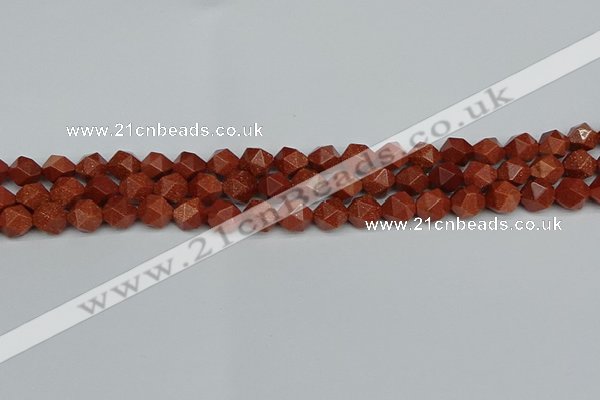 CNG7401 15.5 inches 8mm faceted nuggets goldstone beads