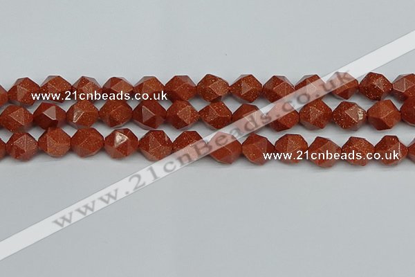 CNG7403 15.5 inches 12mm faceted nuggets goldstone beads