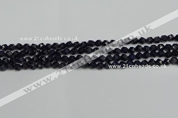 CNG7405 15.5 inches 6mm faceted nuggets blue goldstone beads