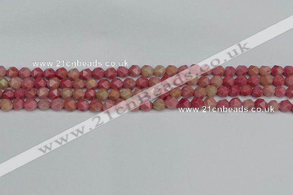 CNG7420 15.5 inches 6mm faceted nuggets rhodochrosite beads