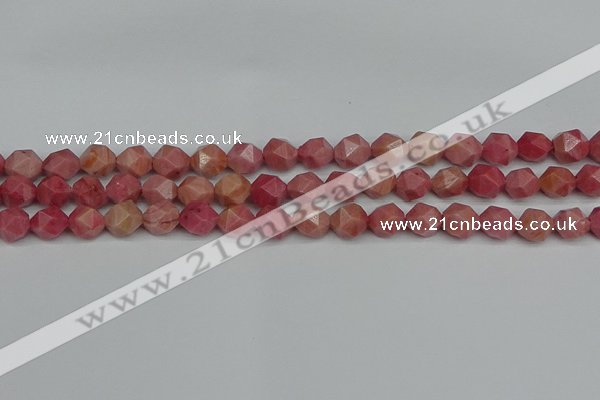 CNG7421 15.5 inches 8mm faceted nuggets rhodochrosite beads