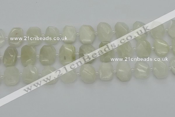 CNG7454 12*16mm - 15*20mm faceted freeform white moonstone beads