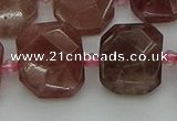 CNG7455 12*16mm - 15*20mm faceted freeform strawberry quartz beads