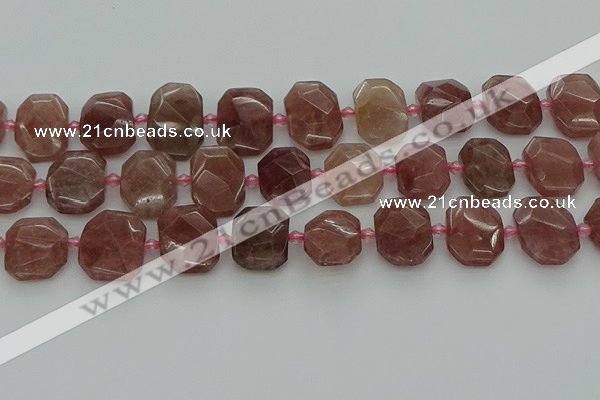 CNG7455 12*16mm - 15*20mm faceted freeform strawberry quartz beads