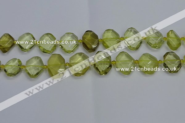 CNG7474 15.5 inches 13*18mm - 18*25mm faceted freeform lemon quartz beads