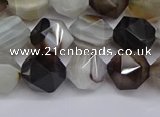 CNG7501 15.5 inches 6mm faceted nuggets line agate beads