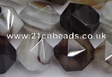 CNG7504 15.5 inches 12mm faceted nuggets line agate beads