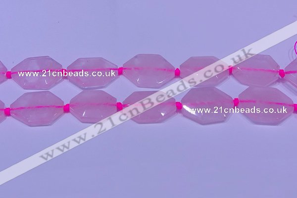 CNG7510 15.5 inches 25*35mm - 30*40mm faceted freeform rose quartz beads