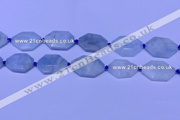 CNG7511 15.5 inches 25*35mm - 30*40mm faceted freeform aquamarine beads