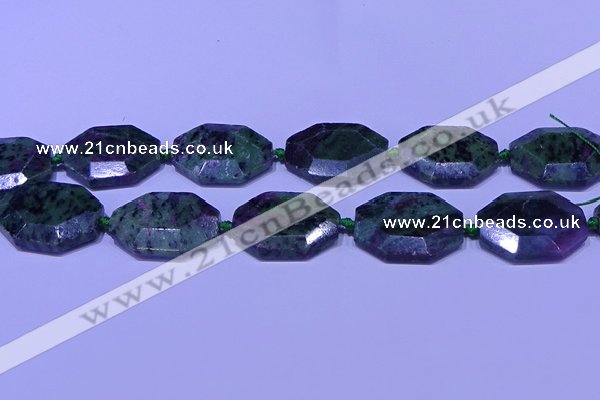 CNG7514 15.5 inches 25*35mm - 30*40mm faceted freeform ruby zoisite beads