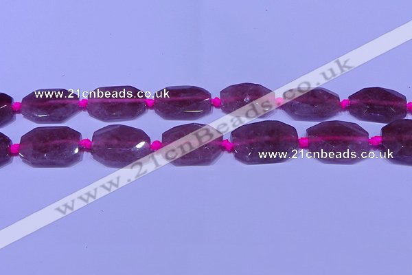 CNG7522 18*25mm - 25*35mm faceted freeform strawberry quartz beads