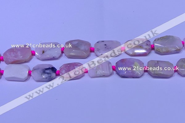 CNG7524 15.5 inches 18*25mm - 25*35mm faceted freeform pink opal beads