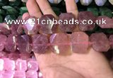 CNG7564 18*25mm - 20*28mm faceted freeform strawberry quartz beads