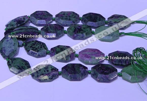 CNG7626 20*30mm - 22*32mm faceted freeform ruby zoisite beads