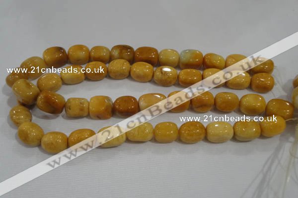 CNG765 15.5 inches 13*18mm nuggets yellow jade beads wholesale