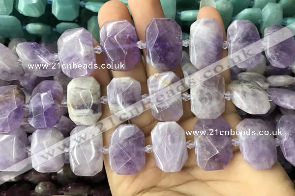 CNG7758 13*18mm - 15*25mm faceted freeform lavender amethyst beads