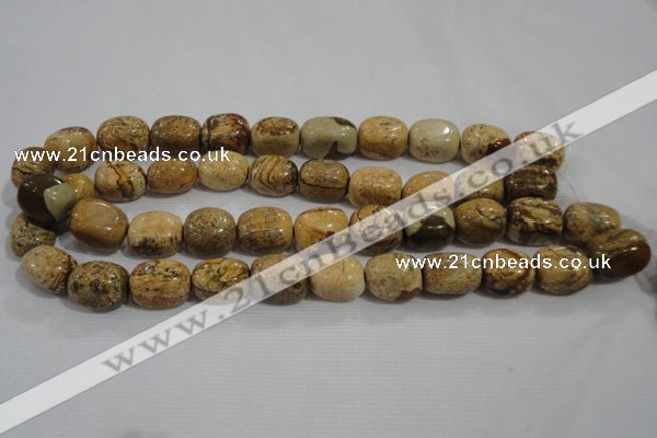 CNG776 15.5 inches 13*18mm nuggets picture jasper beads wholesale