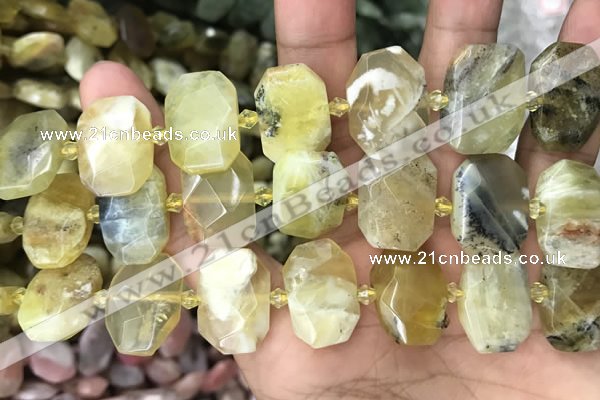 CNG7761 13*18mm - 15*25mm faceted freeform yellow opal beads