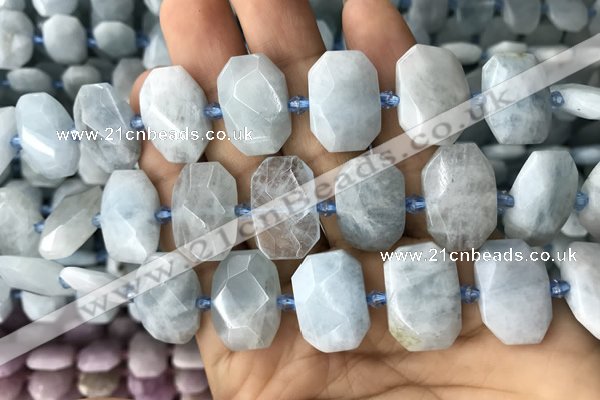 CNG7762 13*18mm - 15*25mm faceted freeform aquamarine beads