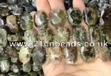 CNG7767 13*18mm - 15*25mm faceted freeform green garnet beads