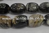 CNG777 15.5 inches 13*18mm nuggets black line jasper beads wholesale