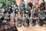 CNG7772 13*18mm - 15*25mm faceted freeform red snowflake obsidian beads